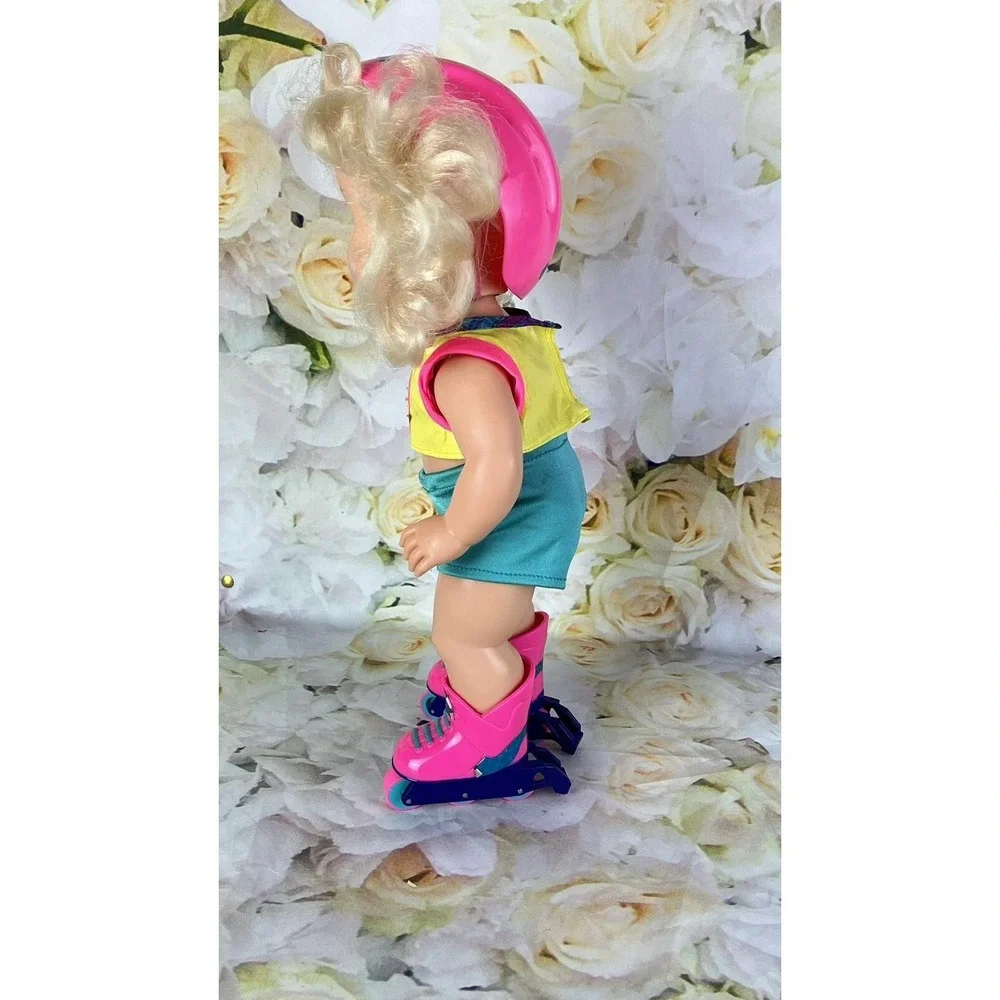 California Roller Baby Rollerblade Doll Skates Helmet Earrings 1996 Tyco Vtg